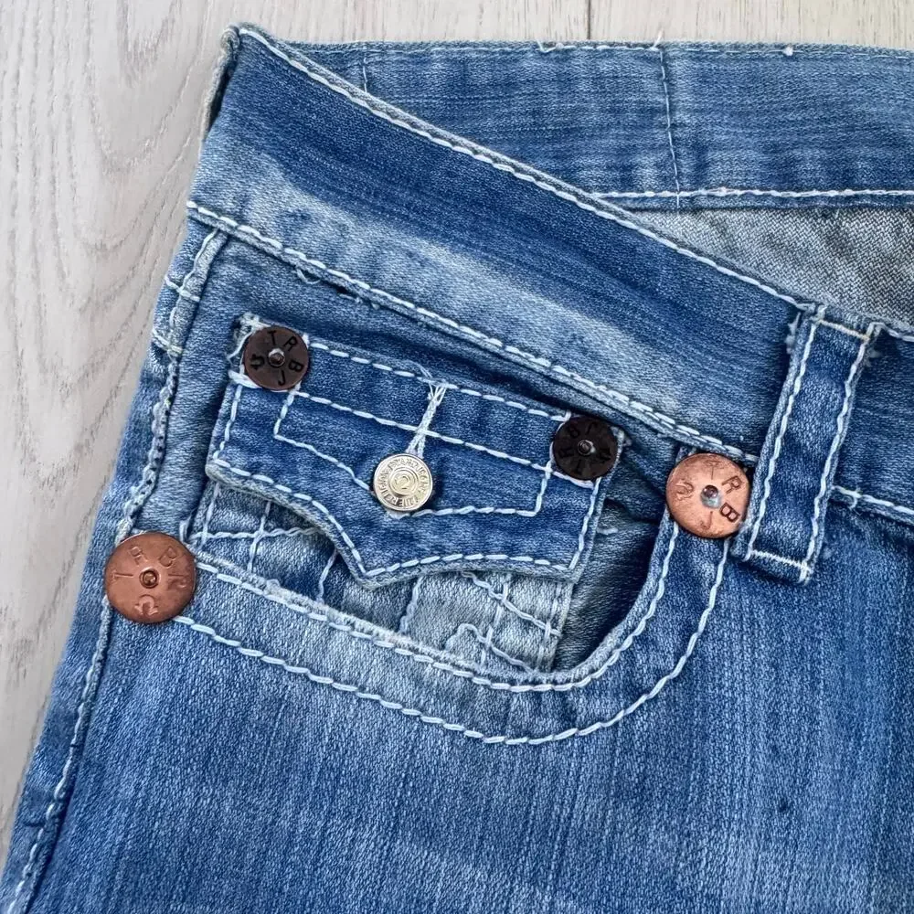 Vintage Y2K Made in USA True Religion Joey Distressed Bootcut Low Rise Jeans 32